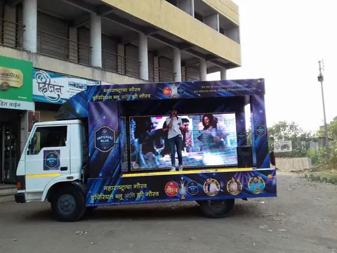 LED screen van running a brand activity on the street