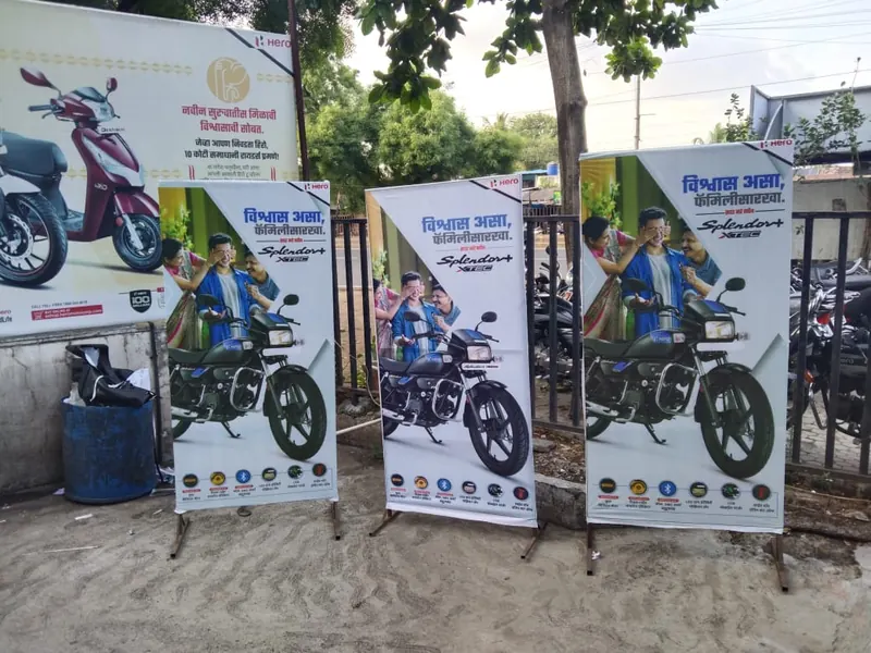 Roll-up standees for Hero two-wheelers